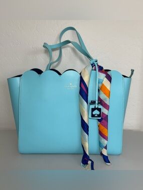 Kate Spade Magnolia Street Mina Large Scalloped Edge Tote Handbag